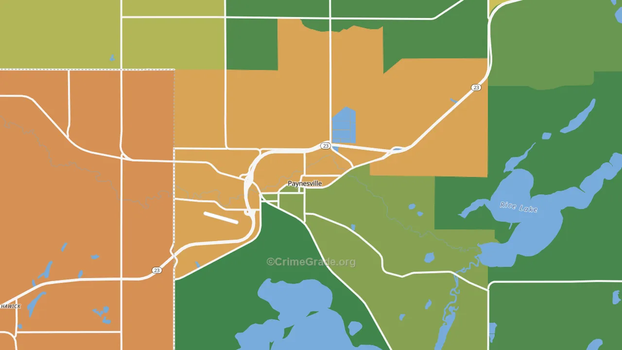 Paynesville, MN Map of Theft Rates