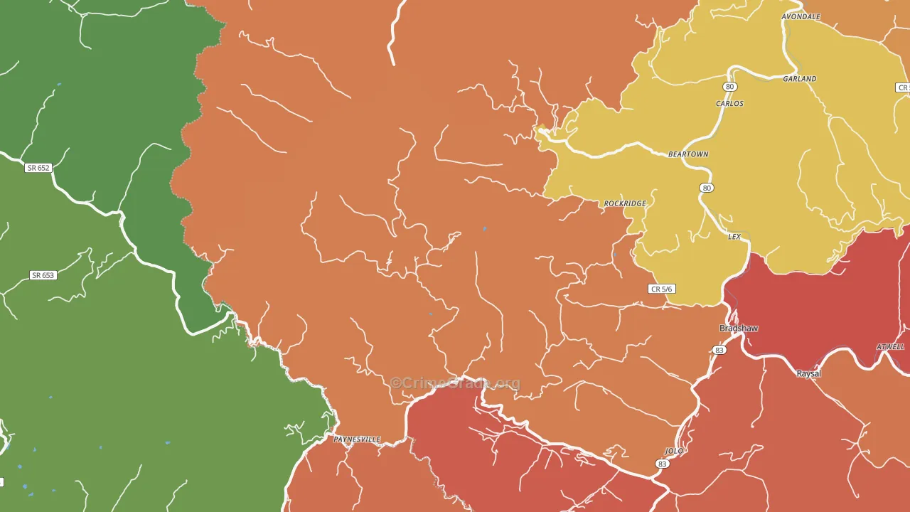 Paynesville, WV Map of Theft Rates