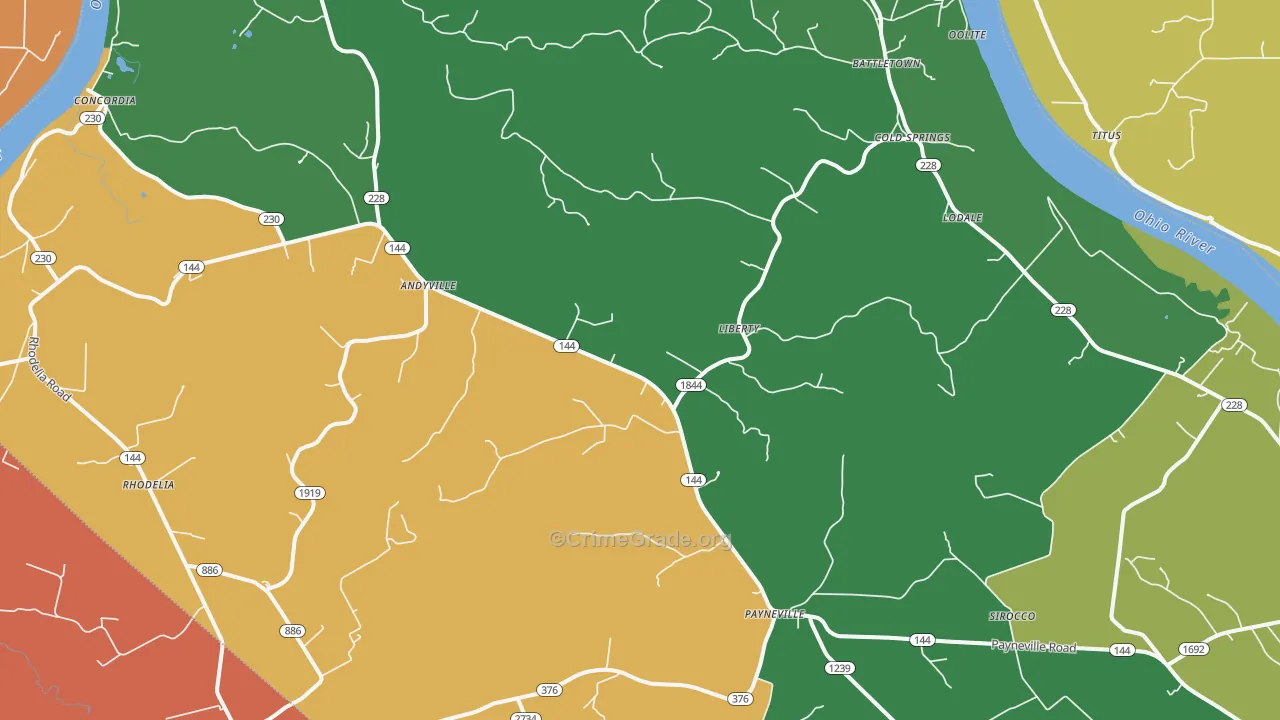 Payneville, KY Map of Theft Rates
