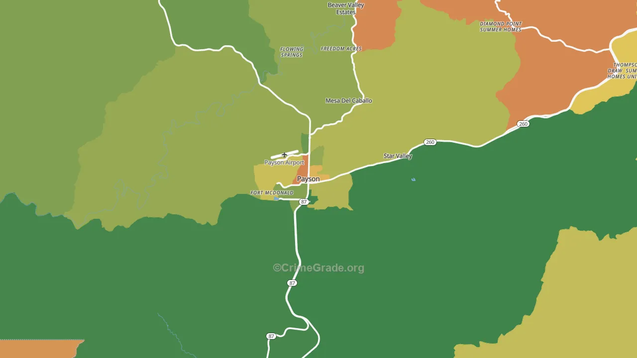 Payson, AZ Map of Theft Rates