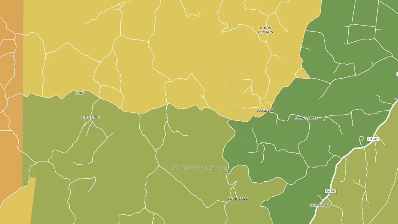 Pea Ridge, TN Map of Theft Rates