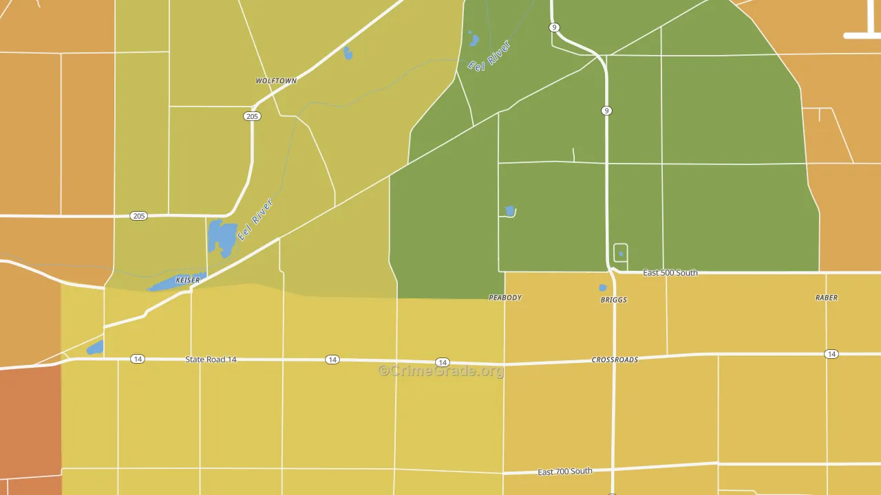 Peabody, IN Map of Theft Rates