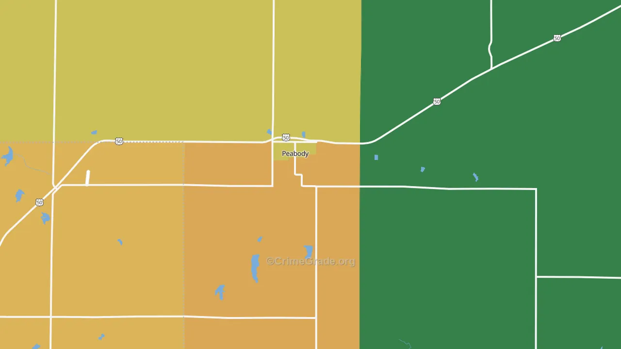 Peabody, KS Map of Theft Rates