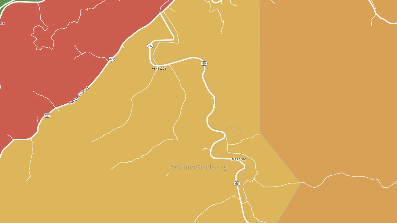 Peabody, KY Map of Theft Rates
