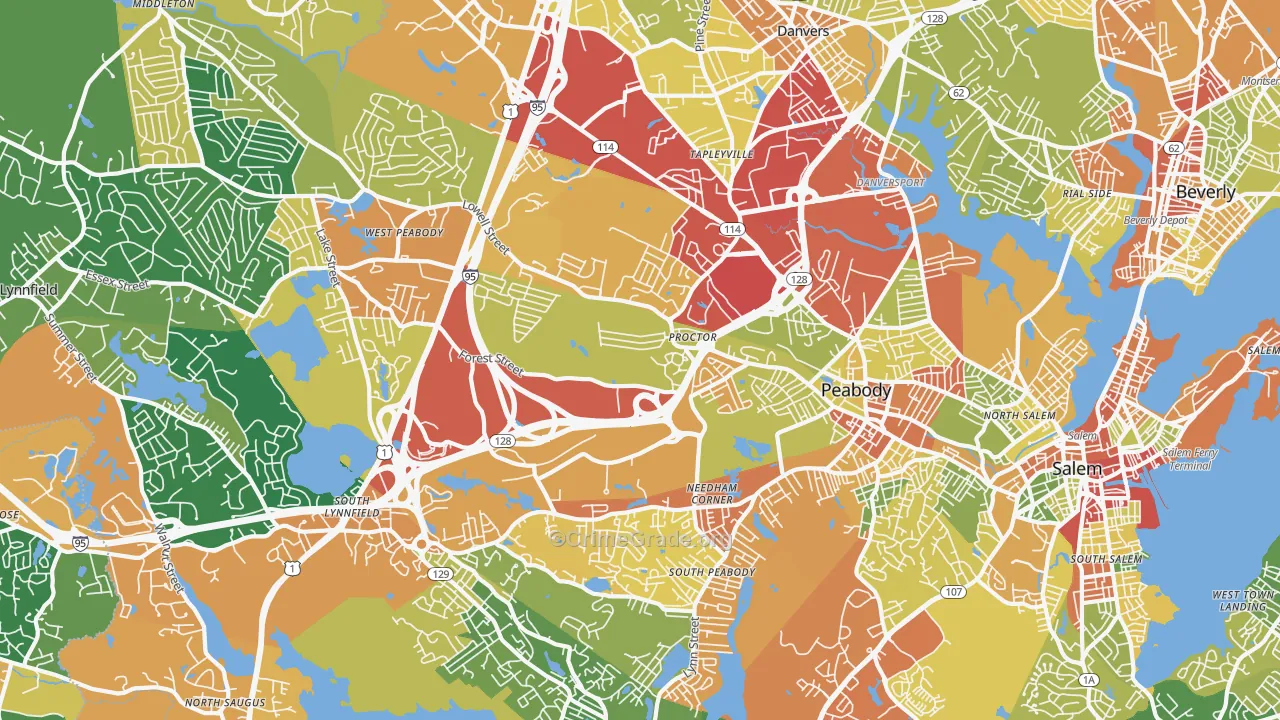 Peabody, MA Map of Theft Rates