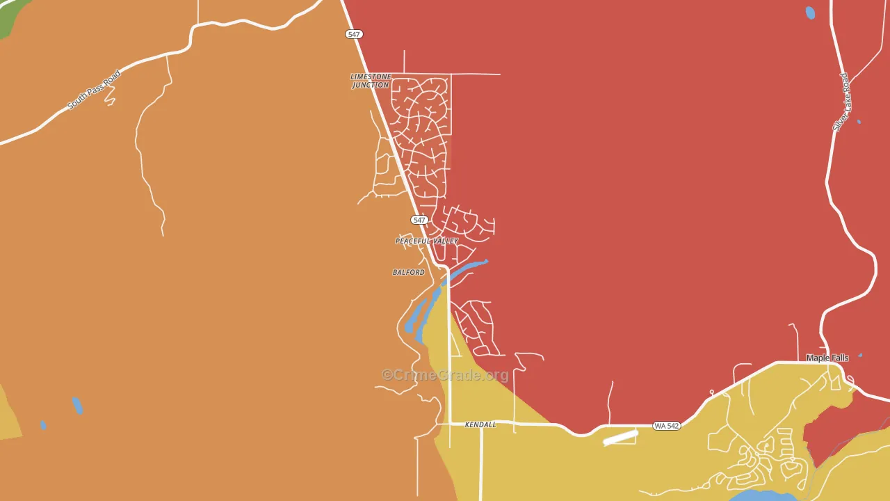 Peaceful Valley, WA Map of Theft Rates