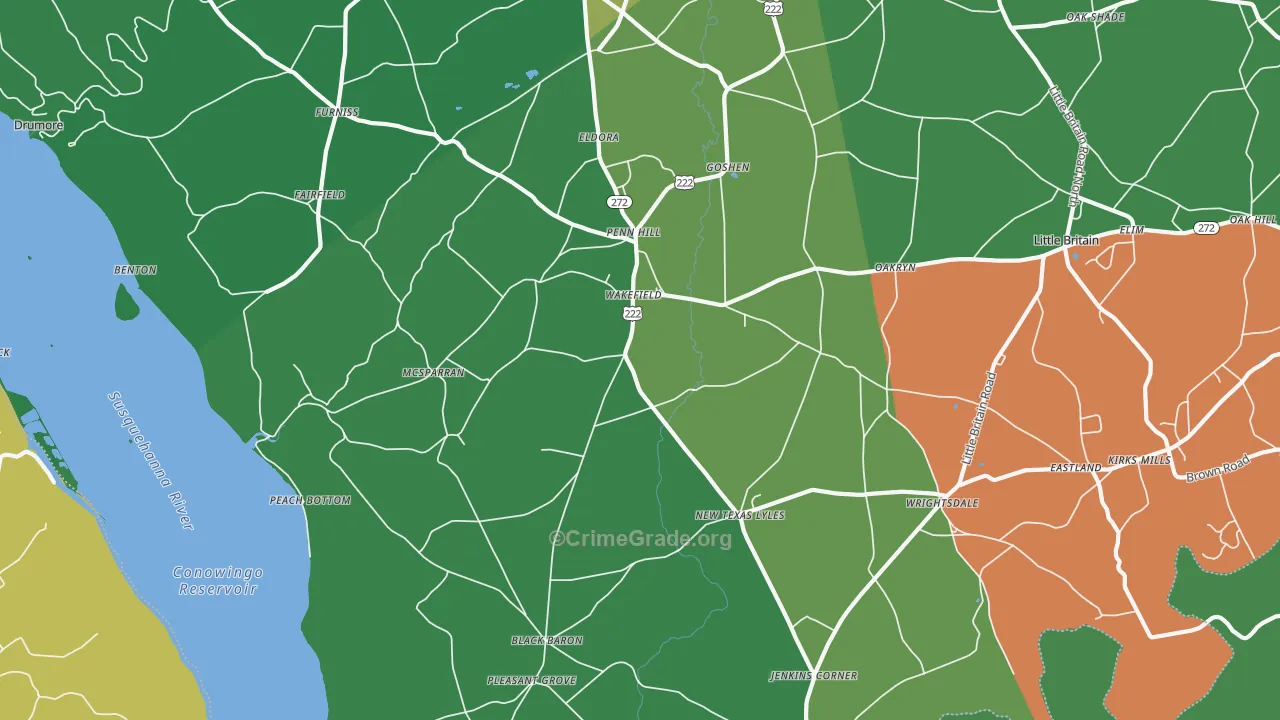 Peach Bottom, PA Map of Theft Rates