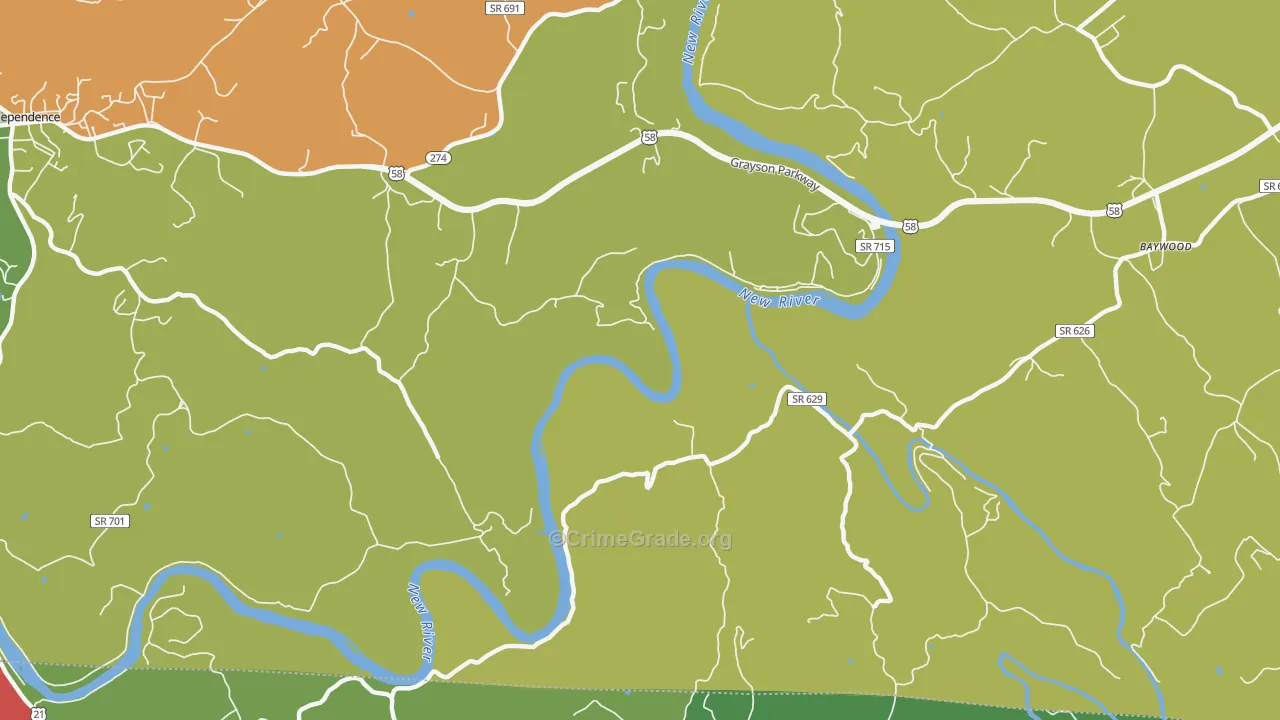 Peach Bottom, VA Map of Theft Rates