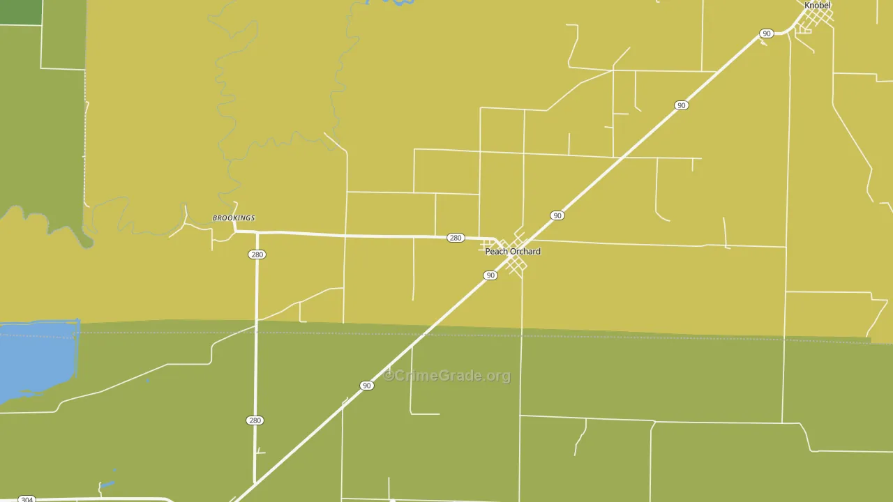Peach Orchard, AR Map of Theft Rates