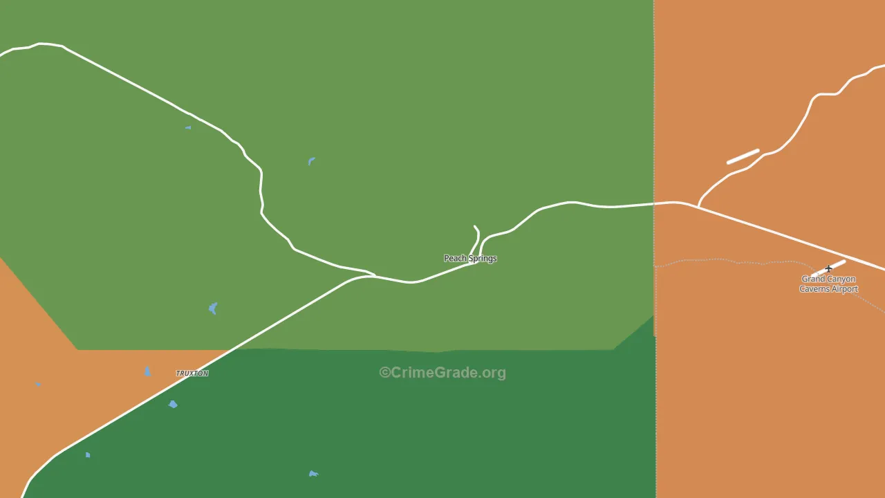 Peach Springs, AZ Map of Theft Rates