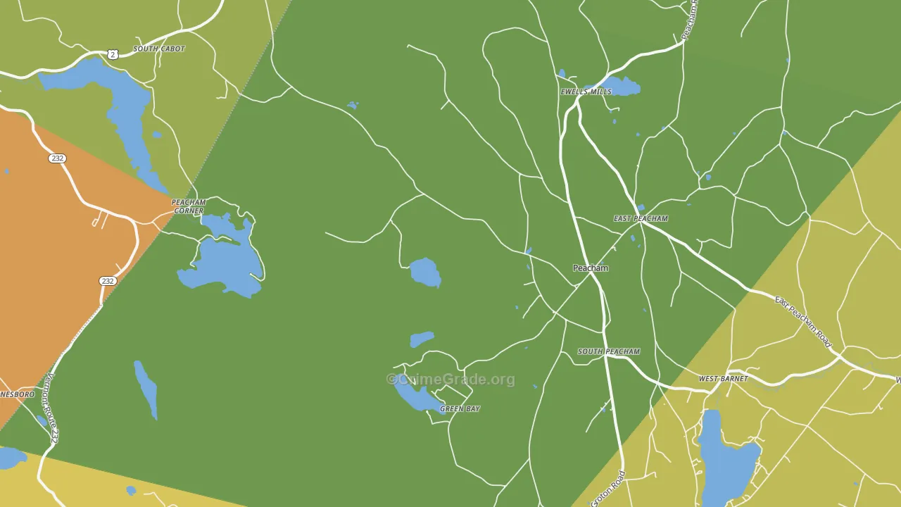 Peacham, VT Map of Theft Rates