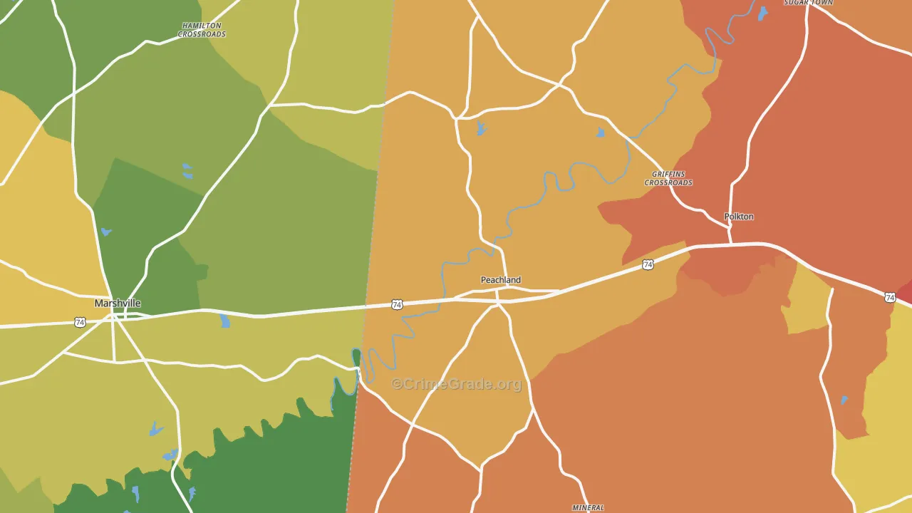 Peachland, NC Map of Theft Rates