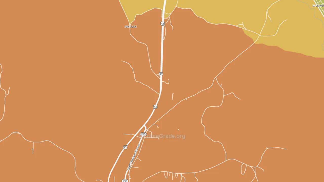 Peacock, AL Map of Theft Rates