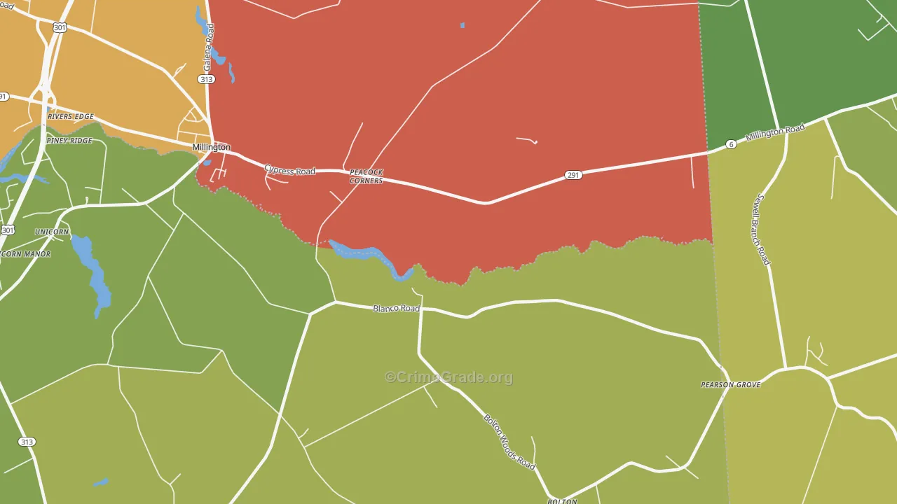 Peacock Corners, MD Map of Theft Rates