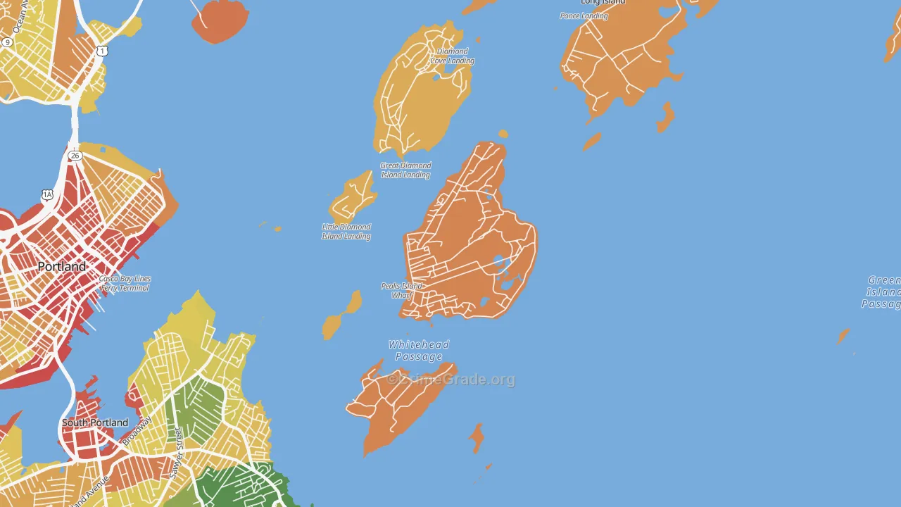 Peaks Island, ME Map of Theft Rates