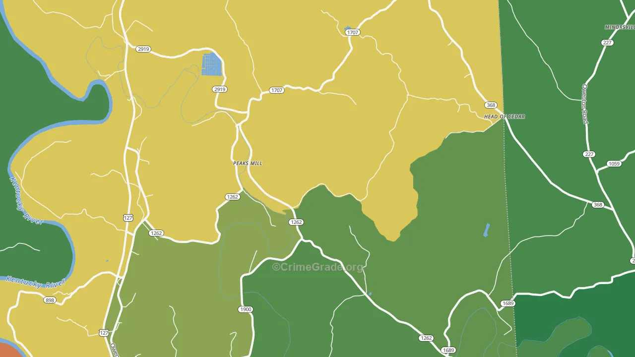 Peaks Mill, KY Map of Theft Rates