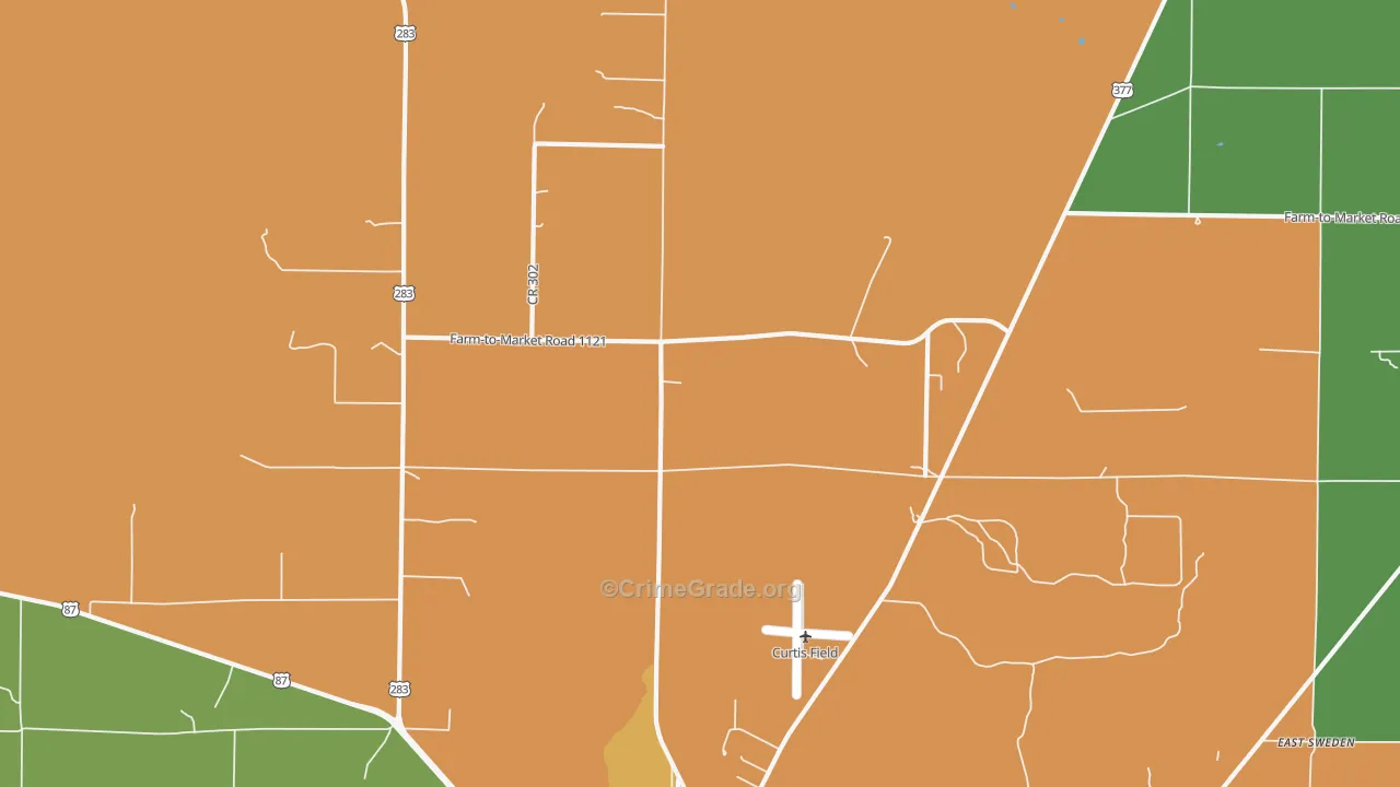 Pear Valley, TX Map of Theft Rates