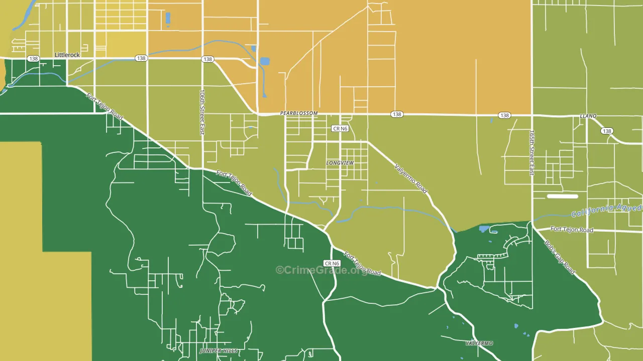 Pearblossom, CA Map of Theft Rates
