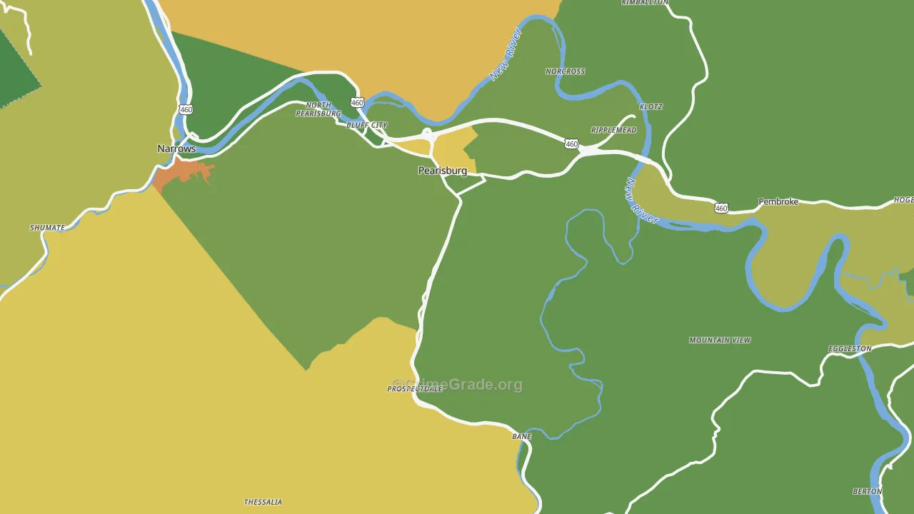 Pearisburg, VA Map of Theft Rates