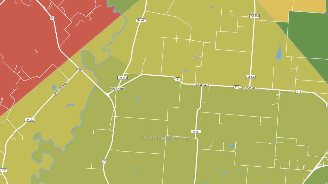 Pearl City, TX Map of Theft Rates