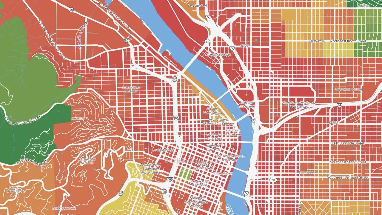Pearl District, Portland, OR Map of Theft Rates