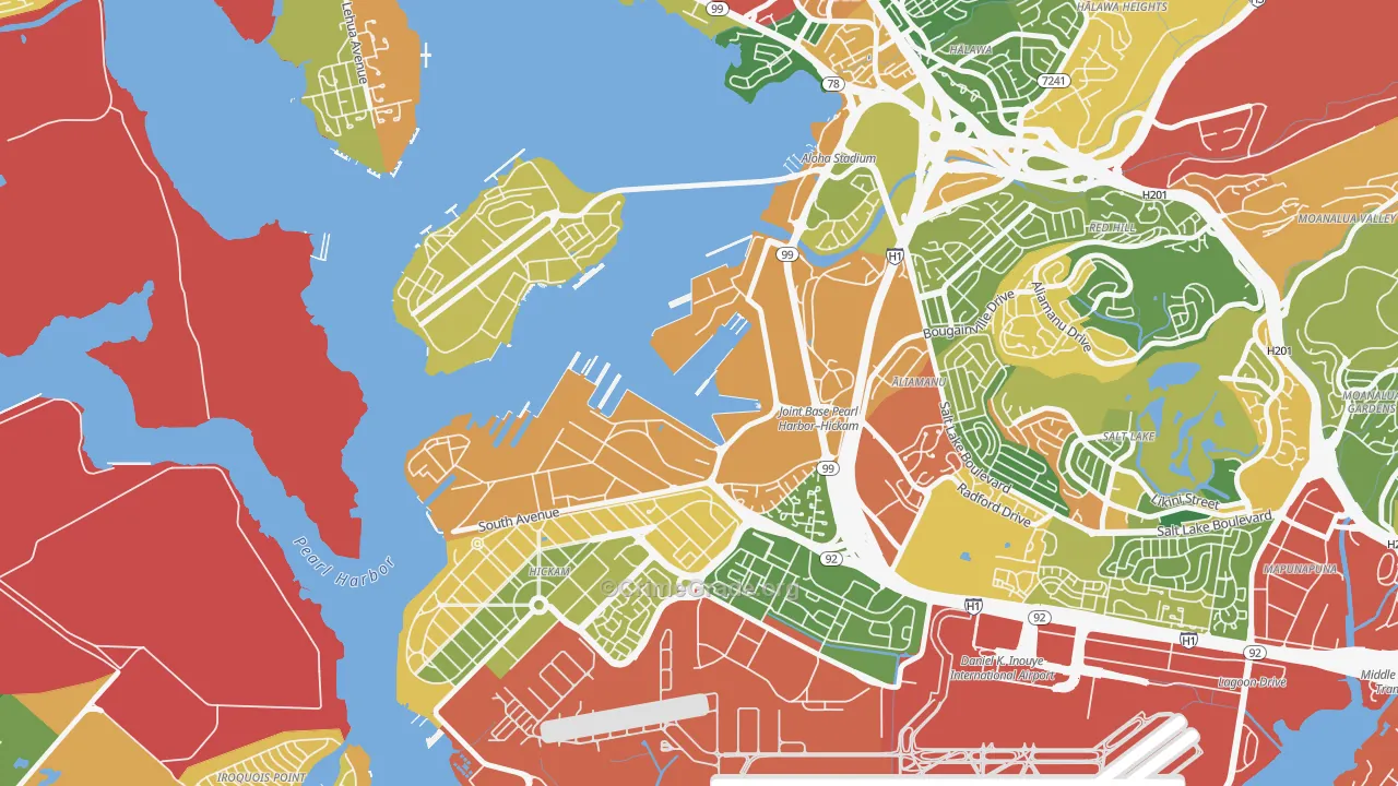 Pearl Harbor, HI Map of Theft Rates