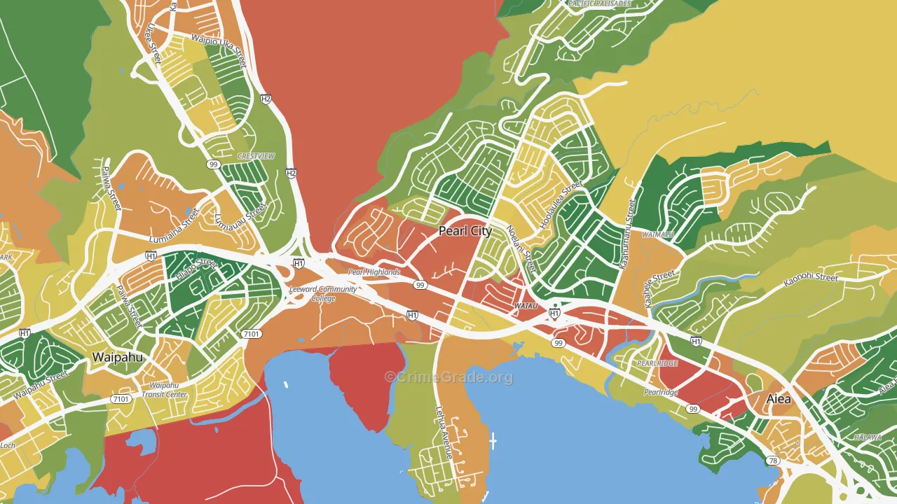 Pearl Highlands, Pearl City, HI Map of Theft Rates