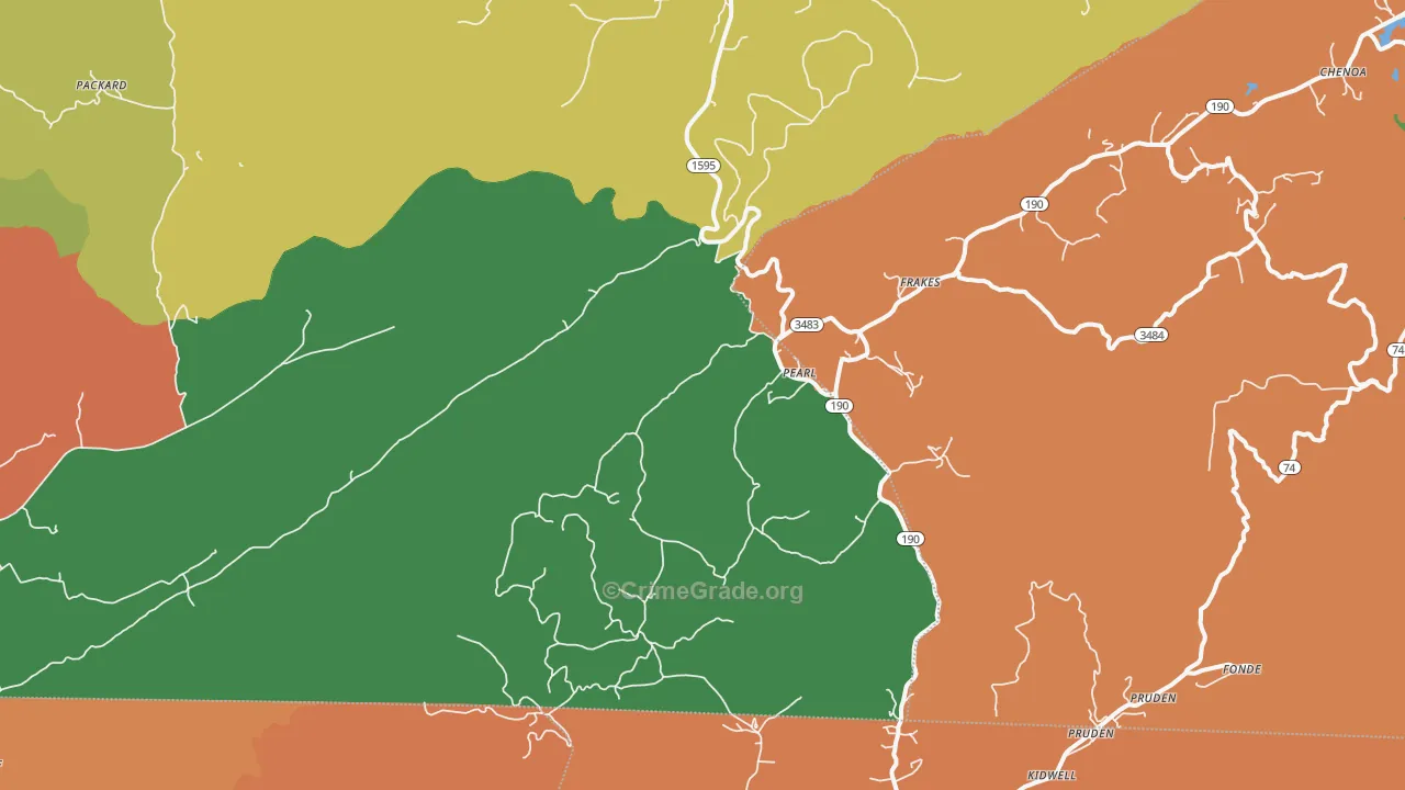 Pearl, KY Map of Theft Rates