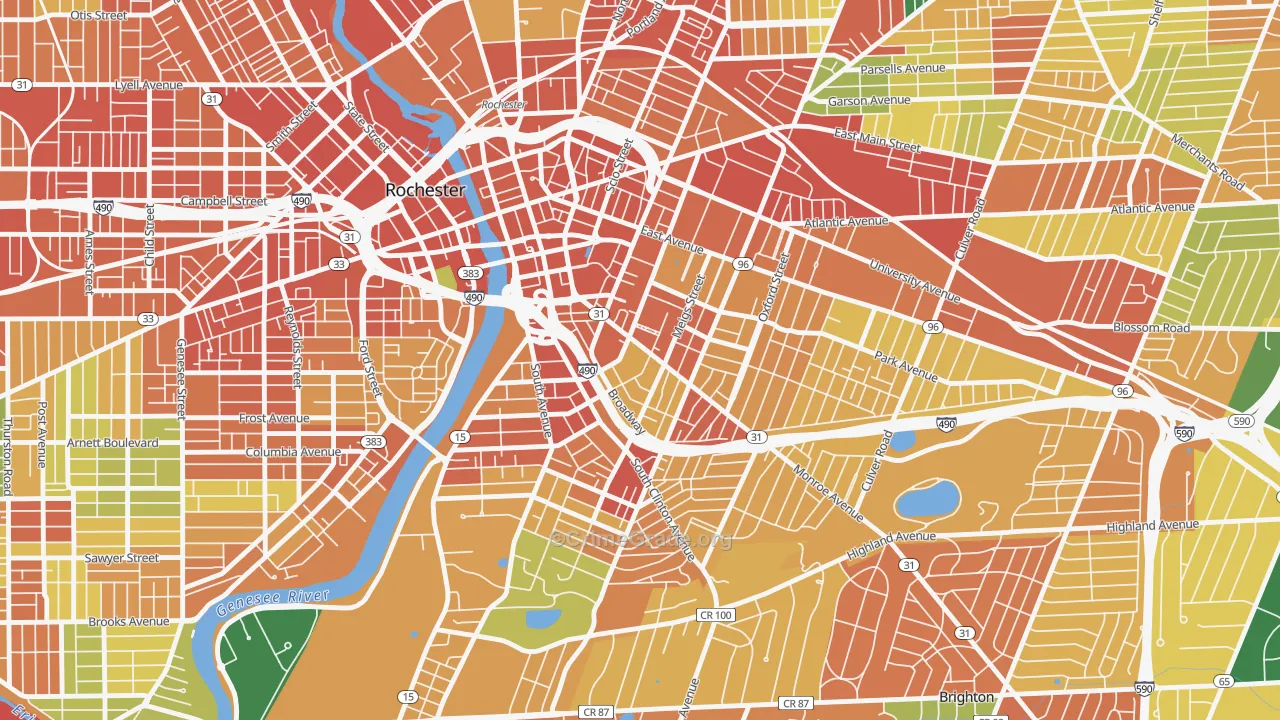 Pearl-Meigs-Monroe, Rochester, NY Map of Theft Rates