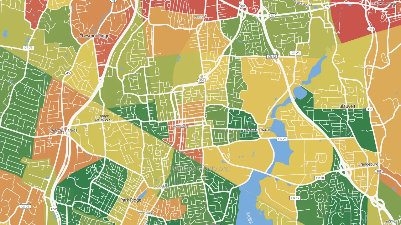 Pearl River, NY Map of Theft Rates