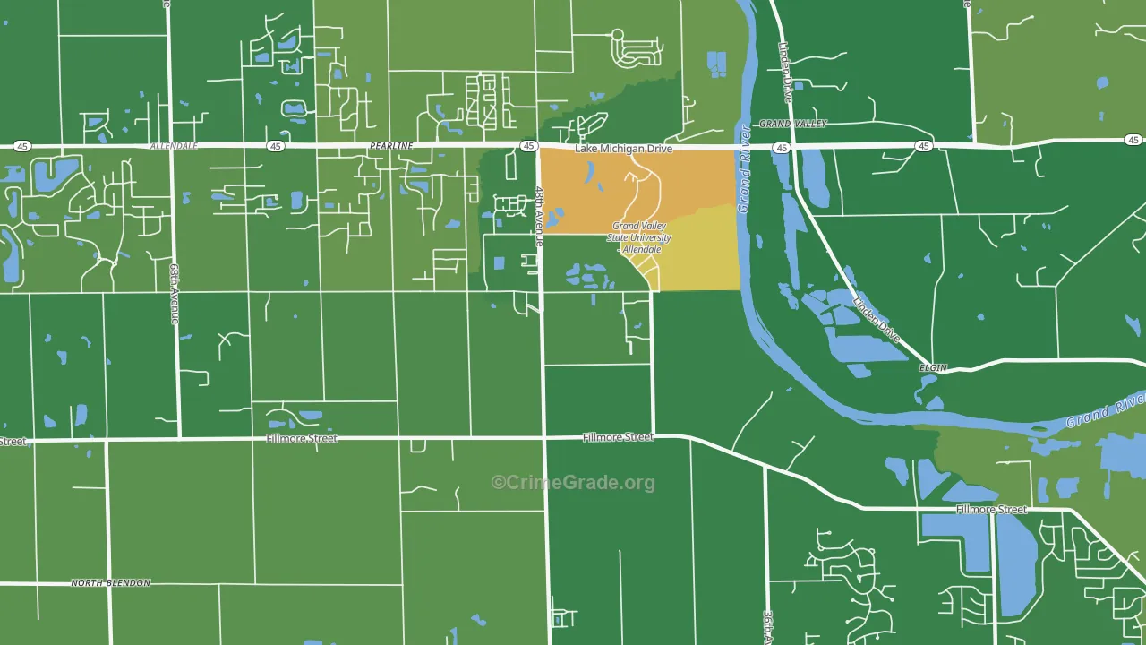 Pearline, MI Map of Theft Rates