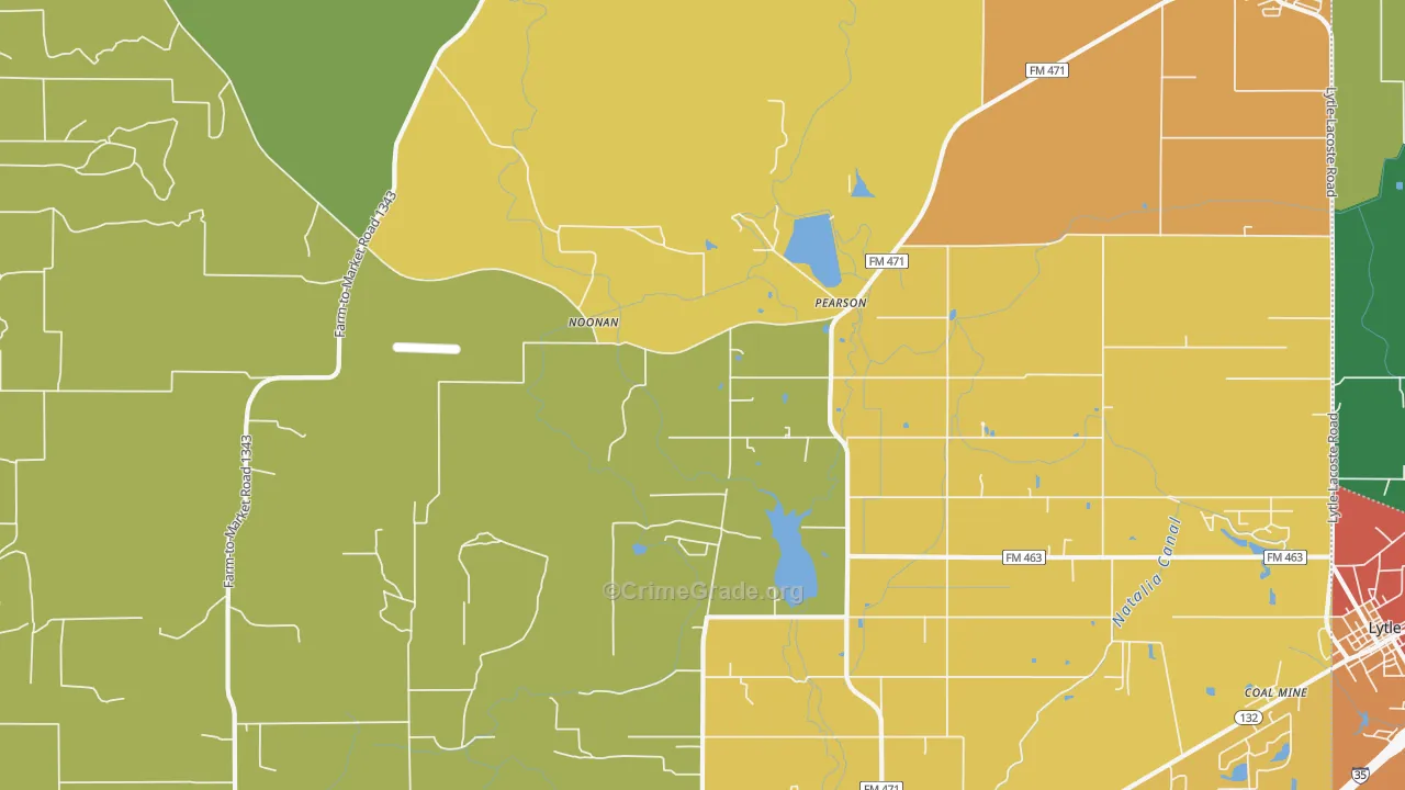 Pearson, TX Map of Theft Rates