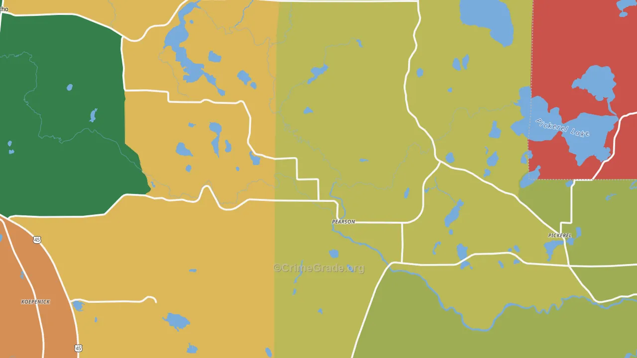 Pearson, WI Map of Theft Rates