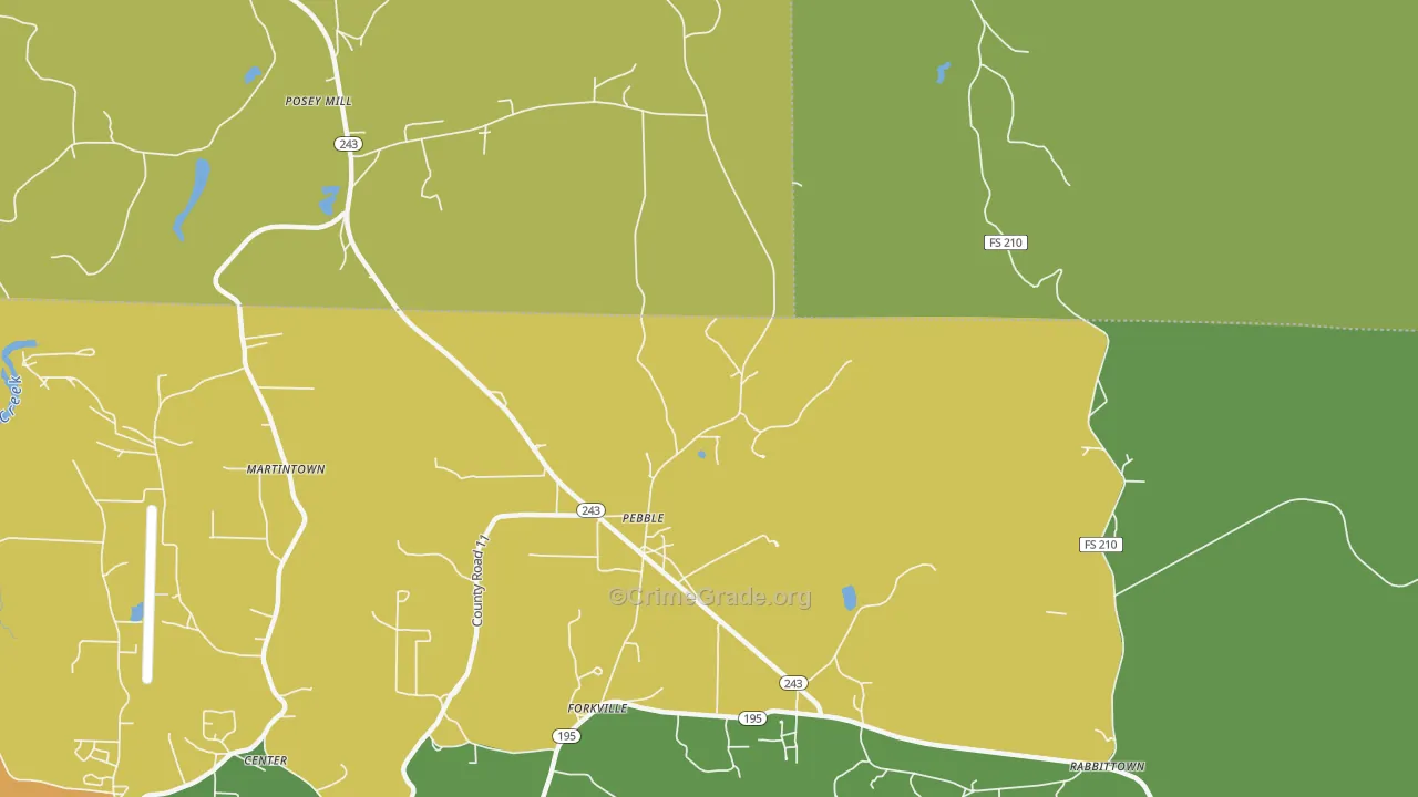Pebble, AL Map of Theft Rates
