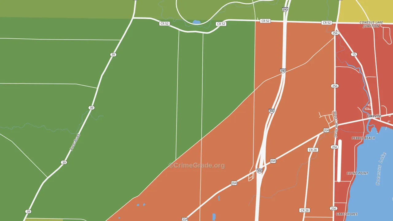 Pebble Beach, NY Map of Theft Rates