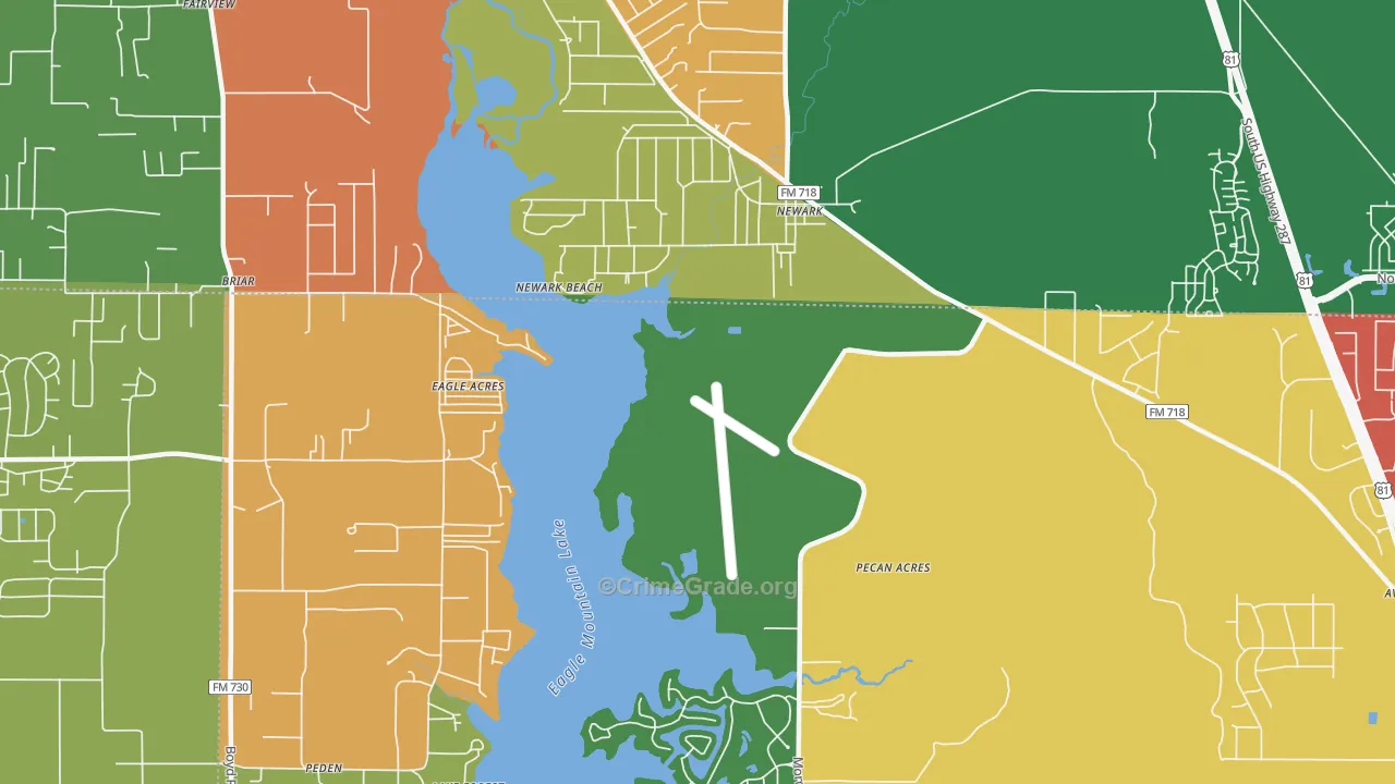 Pecan Acres, TX Map of Theft Rates