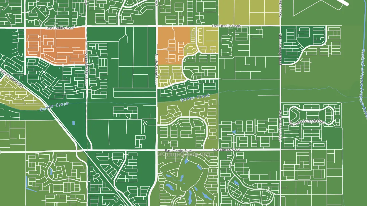 Pecan Creek, San Tan Valley, AZ Map of Theft Rates