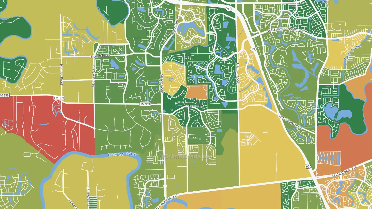 Pecan Grove, TX Map of Theft Rates