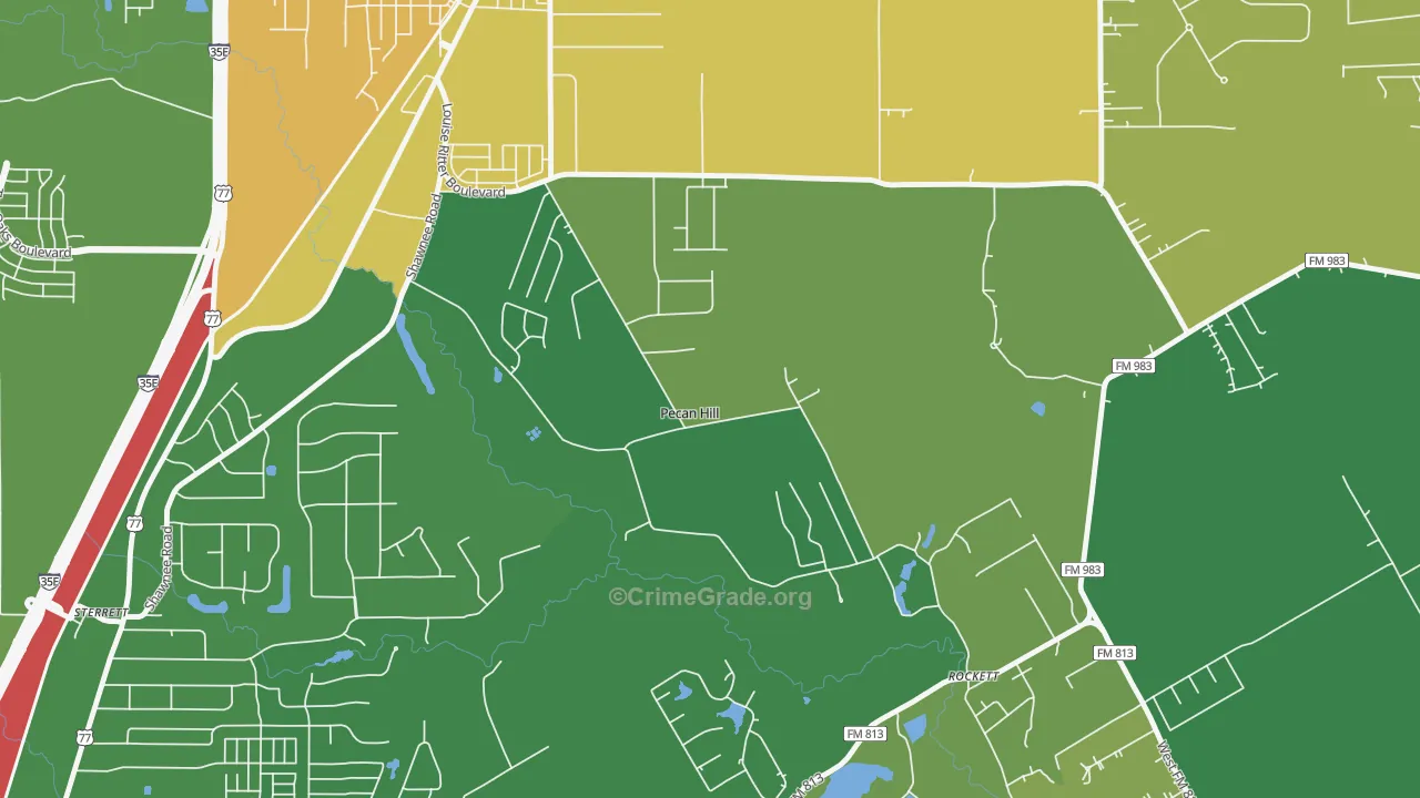 Pecan Hill, TX Map of Theft Rates