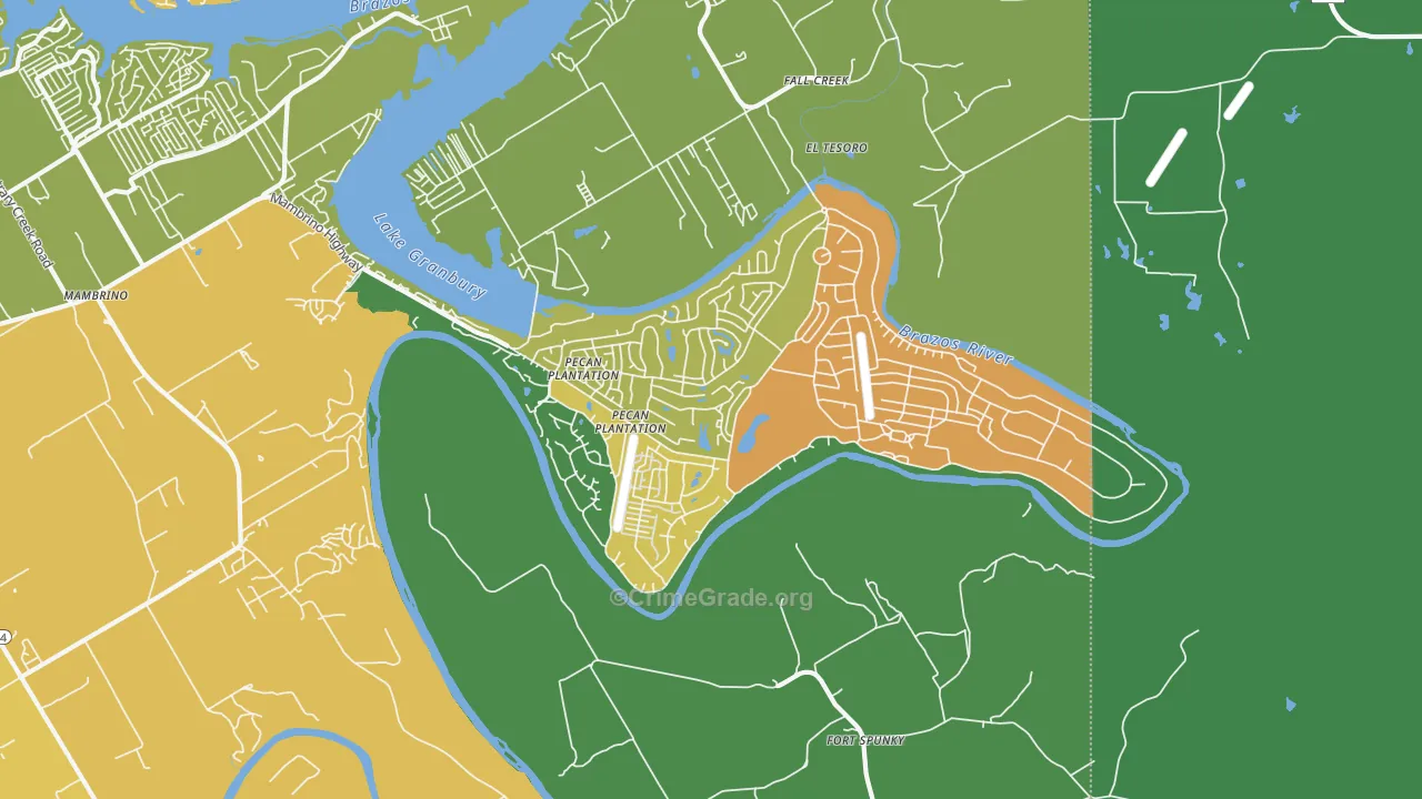 Pecan Plantation, TX Map of Theft Rates
