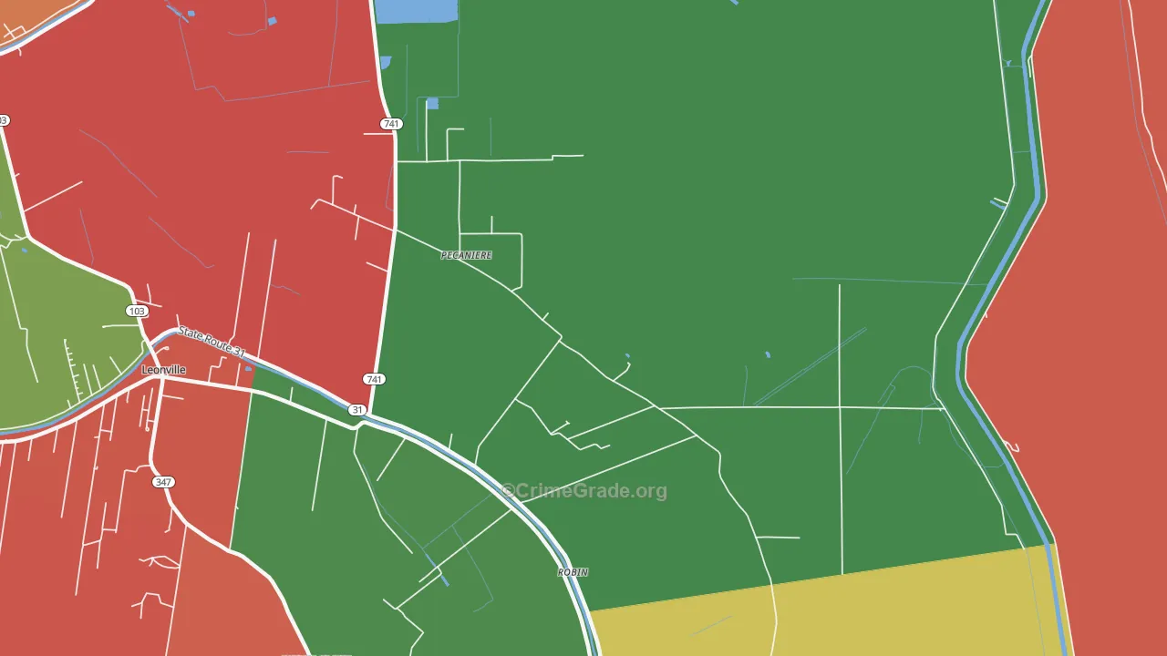 Pecaniere, LA Map of Theft Rates