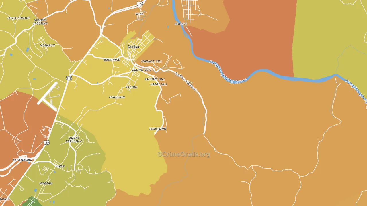 Pechin, PA Map of Theft Rates