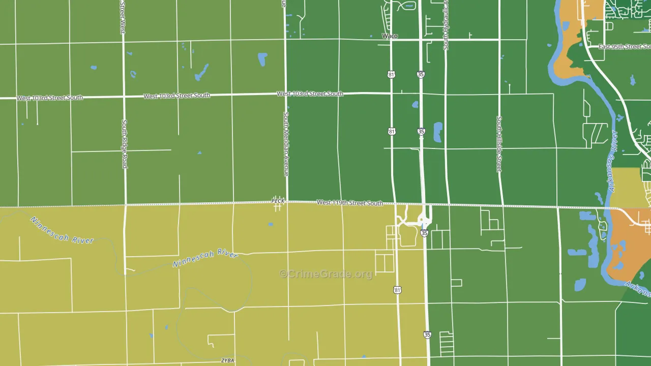 Peck, KS Map of Theft Rates
