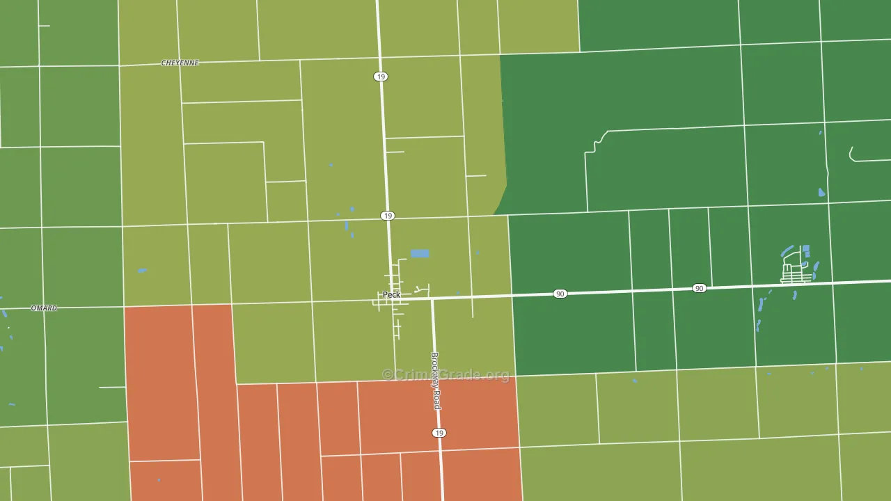 Peck, MI Map of Theft Rates