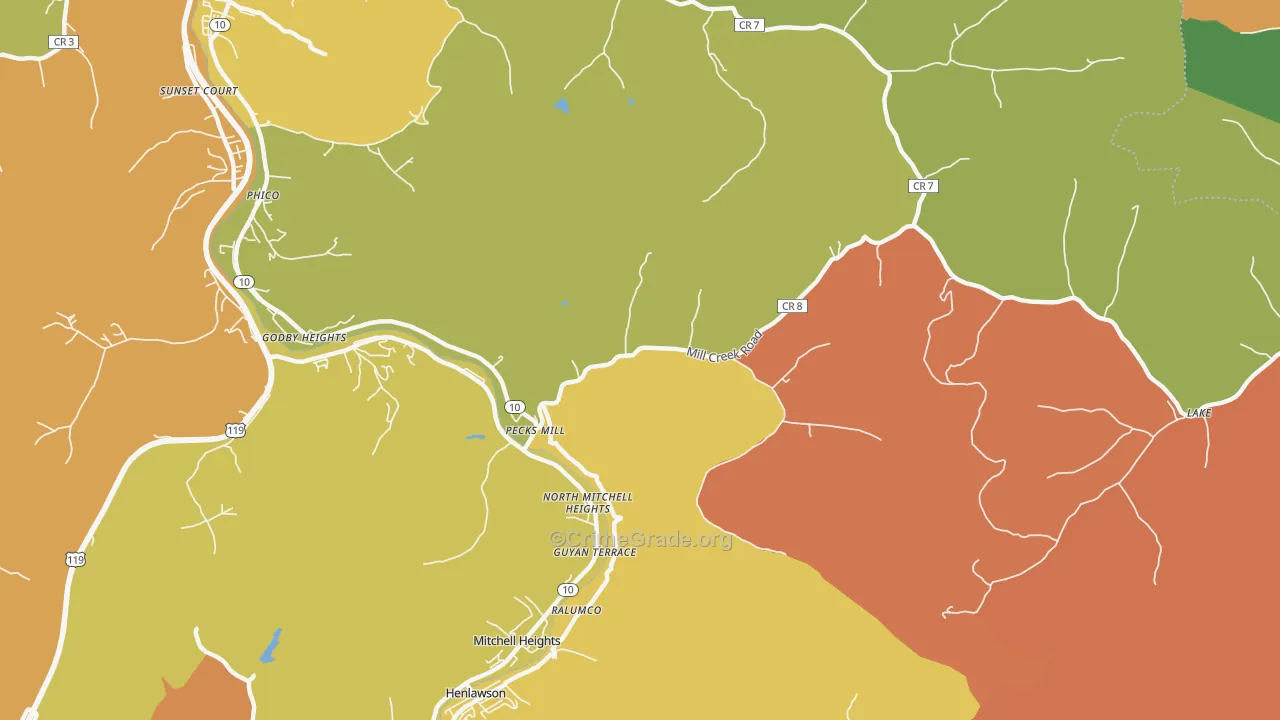 Pecks Mill, WV Map of Theft Rates