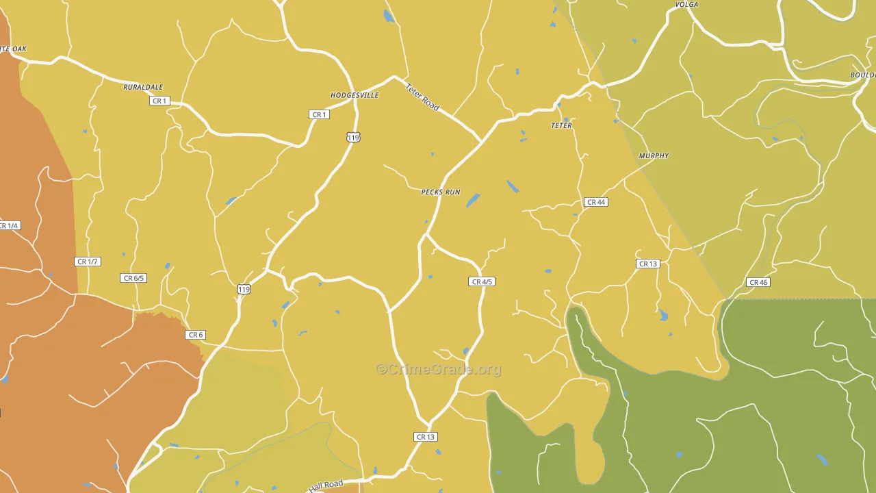 Pecks Run, WV Map of Theft Rates