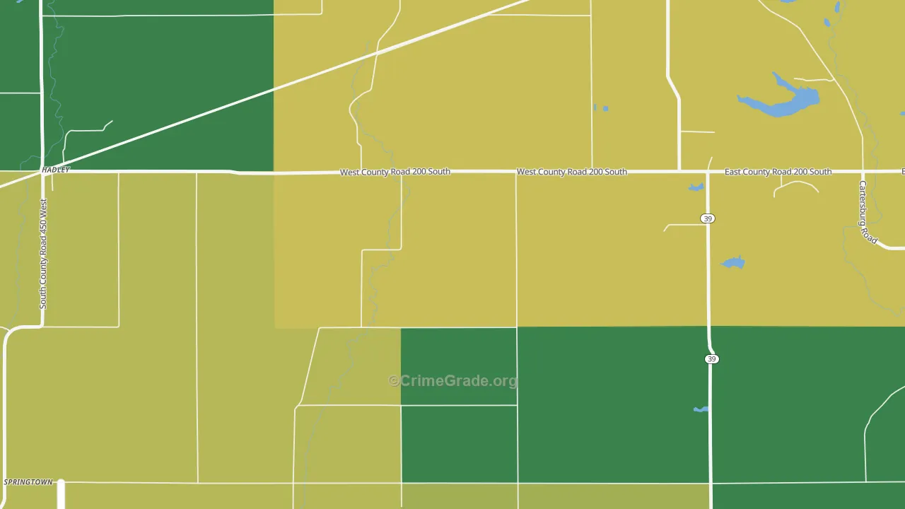Pecksburg, IN Map of Theft Rates