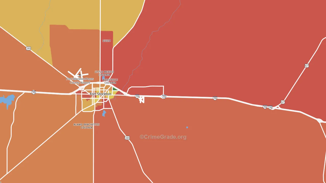 Pecos County, TX Map of Theft Rates
