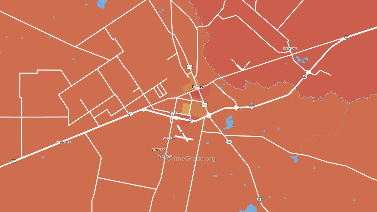 Pecos, TX Map of Theft Rates