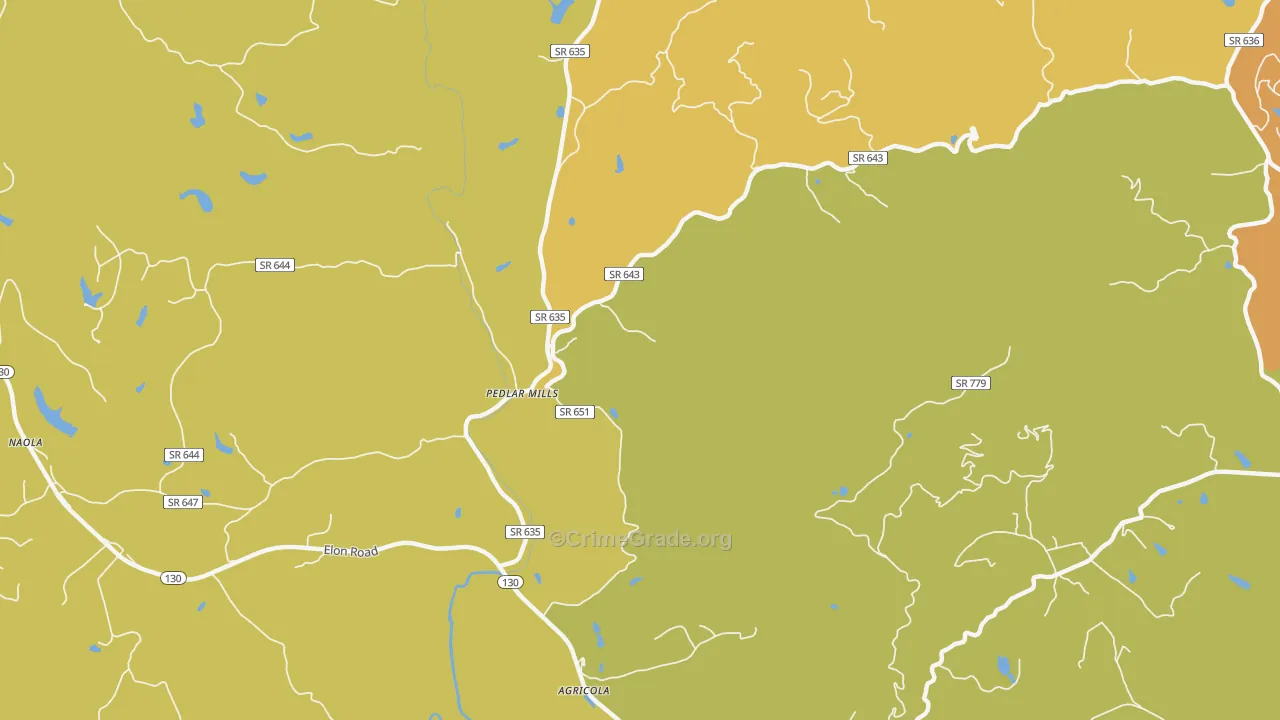 Pedlar Mills, VA Map of Theft Rates